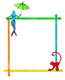 cocktail stirrers with mermaide and monkey