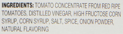 Heinz Ketchup label shows high fructose corn syrup