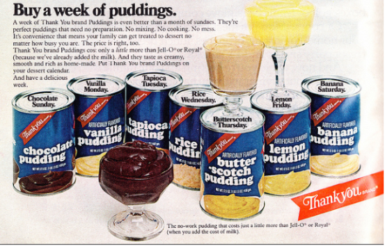 Thank you pudding in a can - vintage advertisement
