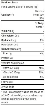Dehydrated spinach nutrition