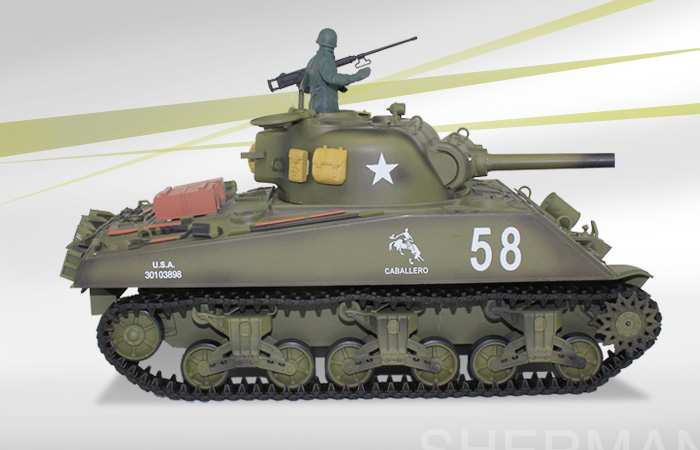 (HL 3898 Basic Plastic Parts Edition) 2.4GHz Radio Remote Control 1/16 Scale Model Tank, HENG-LONG M4A3 Sherman RC Tank.
