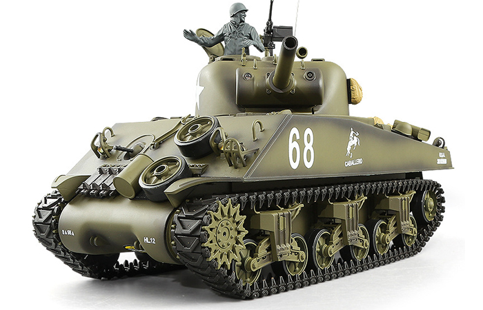 (HL 3898 Basic Plastic Parts Edition) 2.4GHz Radio Remote Control 1/16 Scale Model Tank, HENG-LONG M4A3 Sherman RC Tank.