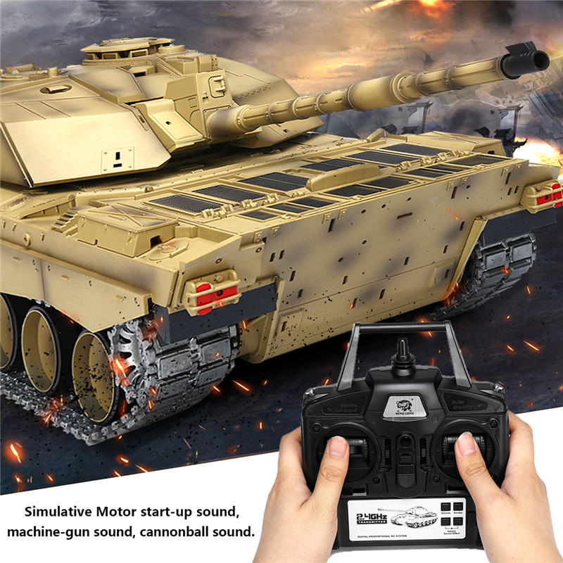 Henglong 3908-1 1/16 2.4G Smoking British Challenger 2II RC Car Battle Tank Metal Gearbox Toys