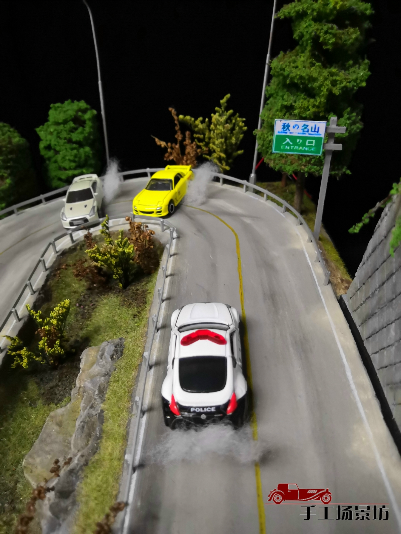 1:64 scale Diorama, Initial D Akina Mountain Racing scene. suitable for 1/64 scale Die-cast model car 1/64 matchbox cars, Hot Wheels, TOMICA cars, takumi cars.