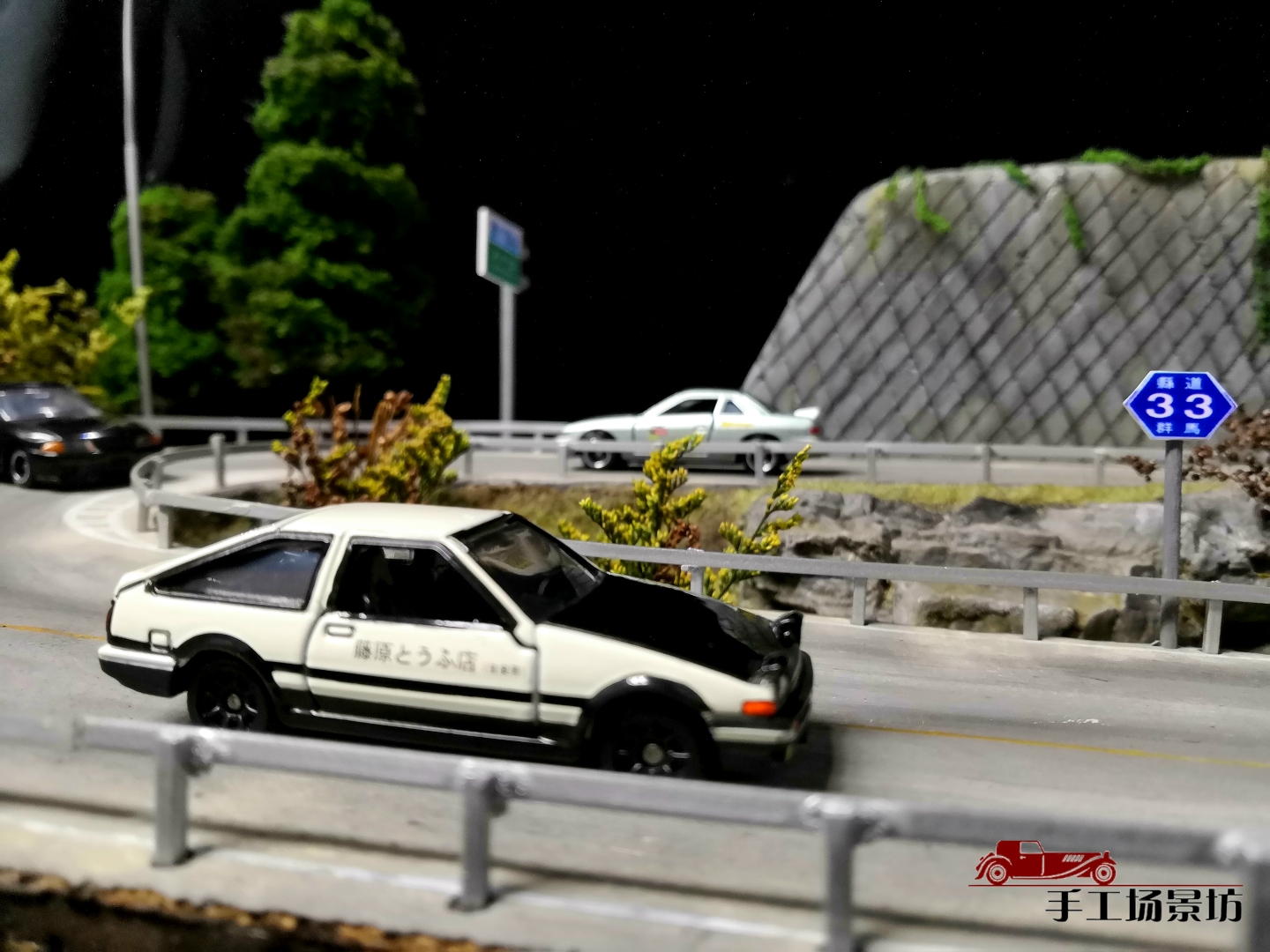 1:64 scale Diorama, Initial D Akina Mountain Racing scene. suitable for 1/64 scale Die-cast model car 1/64 matchbox cars, Hot Wheels, TOMICA cars, takumi cars.