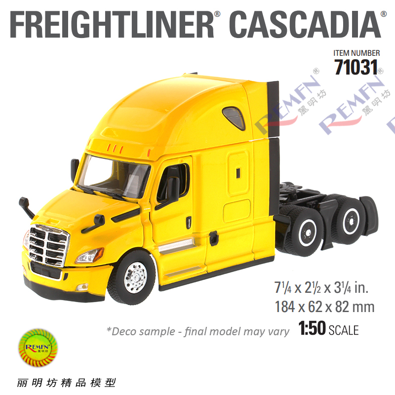 1:50 Scale Diecast Diecast Masters 71027 71029 71031 Scale Model, Dicast Masters Freightliner New Cascadia Sleeper Cab Truck Tractor Yellow Red White Die-cast Scale Model.