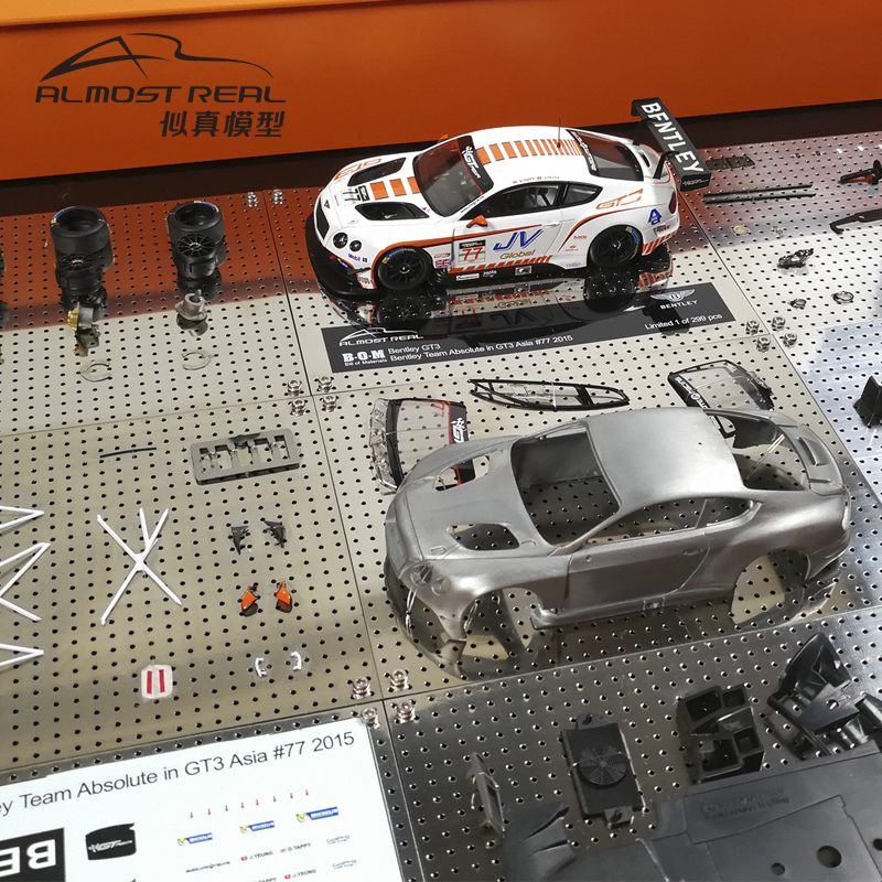 1/43 Scale model Car, ALMOST REAL B.O.M BENTLEY GT3 TEAM 2015 GT3 ASIA CAR #8, #7 With Display Case, Almost Real 430307 DISPLAY BUILD N MINICHAMPS.