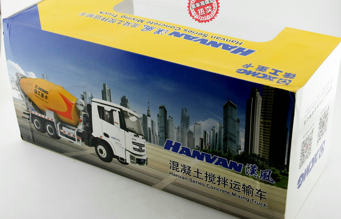 1/24 Scale Model XCMG Hanvan Heavy Truck Concrete Mixer Truck Diecast Model, Zinc Alloy Model Toy.