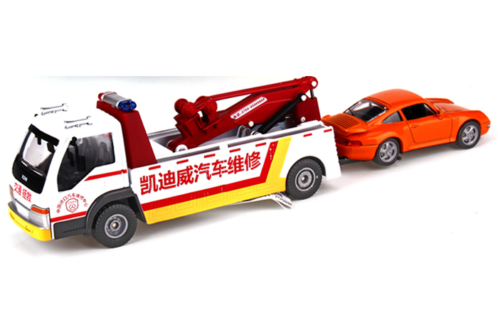 1/50 Scale Wrecker Tow Truck With A Car Diecast Model, Toy Truck, Toy Car.