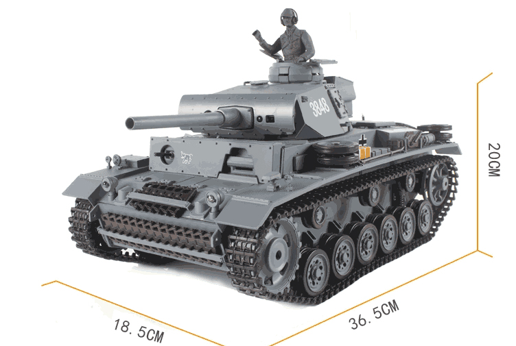 Henglong 1/16 Gray 6.0 FPV Customized Panzer III L RTR RC Tank 3848 Metal Wheels