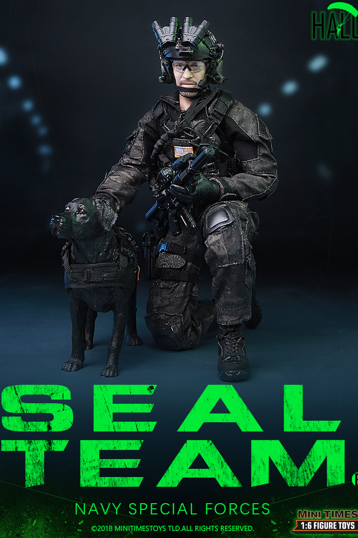 MINI TIMES Toys MT-M013 12 Inch Figure Scale Model US Navy Special Forces Seal Team HALO w/ Dog.