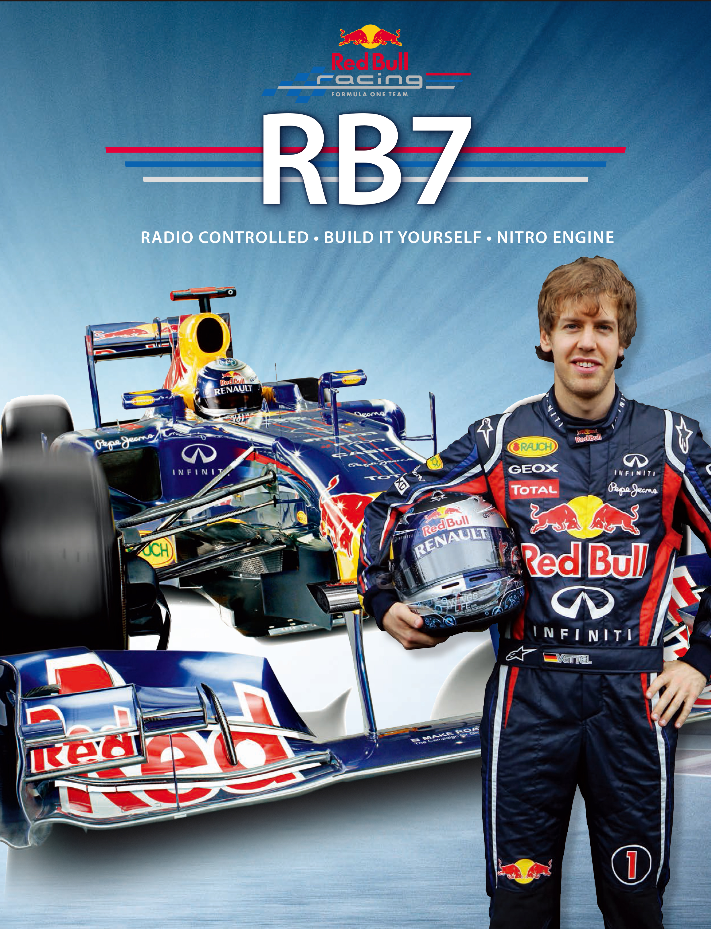 Kyosho 1:7 Scale Model Red Bull F1 Racing RB7 Nitro Remote Control Formula 1 Car.