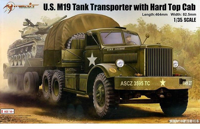 Merit Plastic Model kits MIL-63501, WWII American M19 Truck TANK TRANSPORTER W/HARD TOP CAB Model Kit Scale Model, Military Truck Model