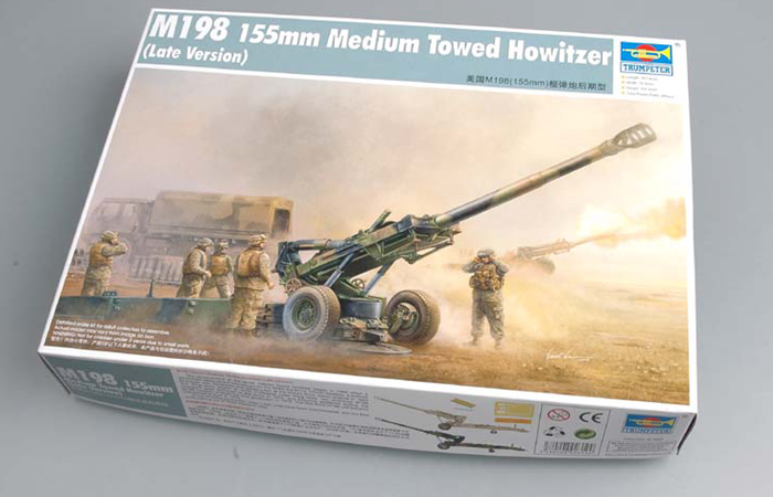 TRUMPETER Plastic Model Kit 02319, 1/35 Scale USA M198 155mm Medium Towed Howitzer (Late Version) Plastic Model Kit Scale Model, Static Gun Model