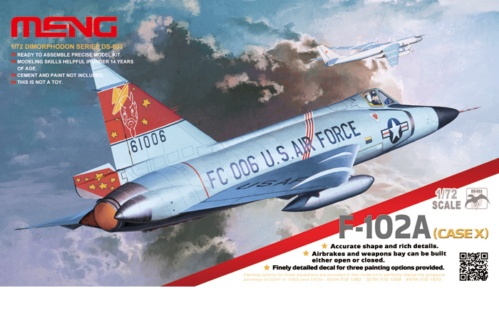 Meng-Model DS-003 1/72 Scale Plastic Model Kit US Air Force F-102A Delta Dagger Scale Model, Static Aircraft Model.