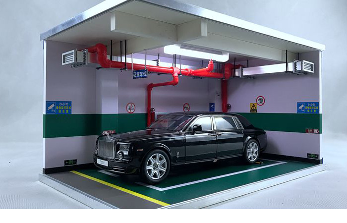 1/18 Diecast Scale Model Car Garage Parking Scenes Diorama, Single Parking Space.