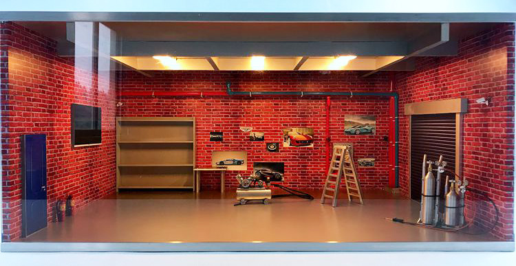 1/18 Scale Model Car Repair Room Scenes Diorama With Car Repair Scale Model.