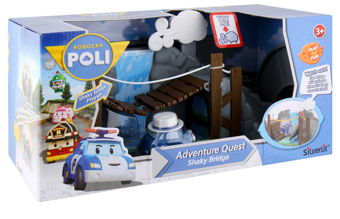 Silverlit Toys Robocar Poli Shaky Bridge Play Set, Movie Cartoon Characters Kids Toy.