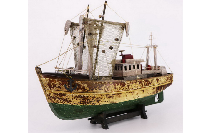 Wooden Mediterranean Fishing Boat Scale Model, Wood Crafts, Fishing Craft Art And Craft.