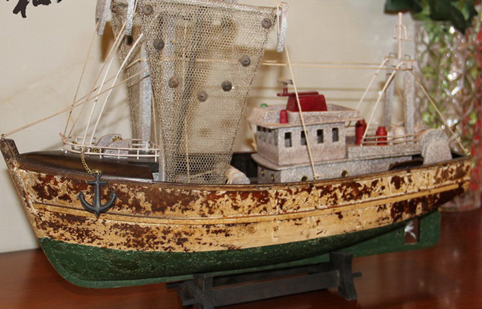 Wooden Mediterranean Fishing Boat Scale Model, Wood Crafts, Fishing Craft Art And Craft.