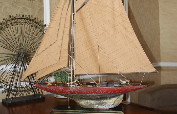 Wooden Mediterranean Sailboat Scale Model, Wood Crafts, Sailboat Artwork.