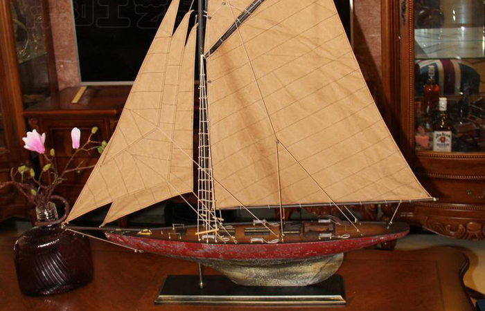 Wooden Mediterranean Sailboat Scale Model, Wood Crafts, Sailboat Artwork.