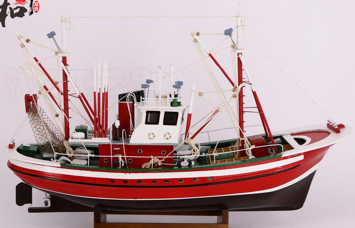 Wooden Mediterranean-Style Fishing Boat Scale Model, Wood Crafts, Wooden Decorations.