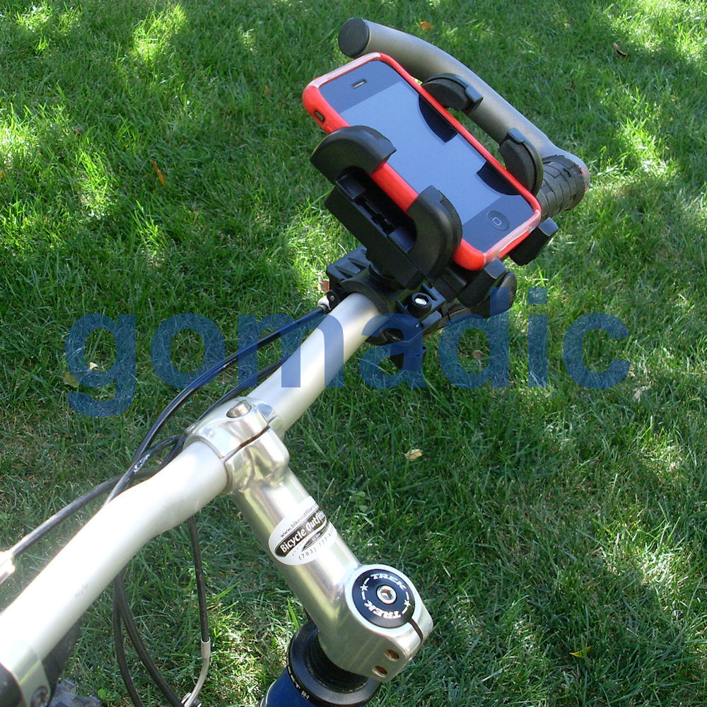 Gomadic Bike Handlebar Holder Mount System suitable for the Motorola QUENCH - Unique Holder; Lifetime Warranty
