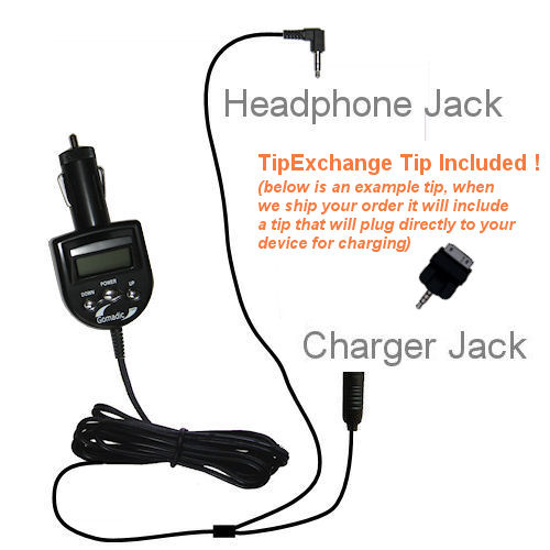 3rd Generation Audio FM Transmitter and Car Vehicle Charger suitable for the Visual Land Prestige 7 (ME-107) - Uses Gomadic TipExchange Technology