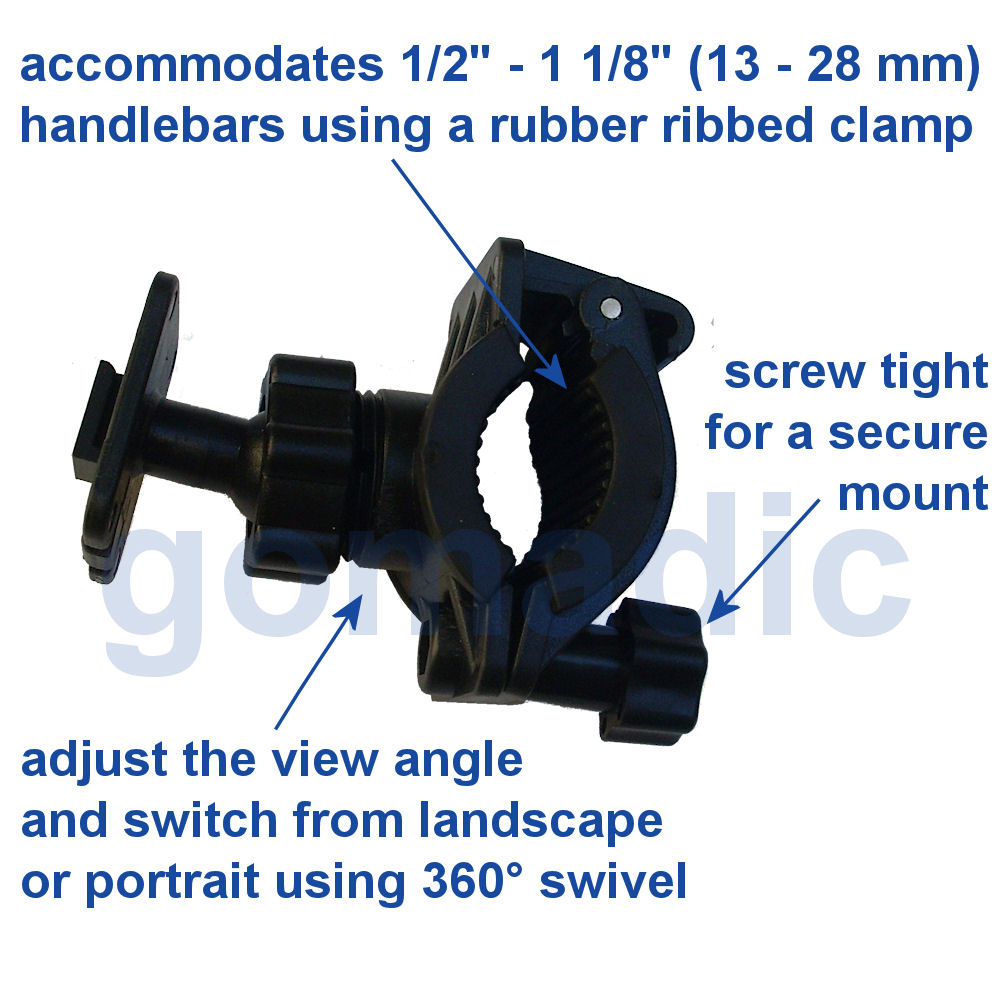Gomadic Bike Handlebar Holder Mount System suitable for the Sanyo SCP-4930 - Unique Holder; Lifetime Warranty