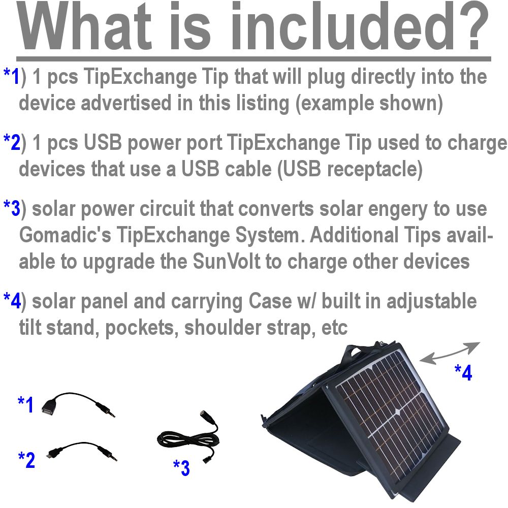 Gomadic SunVolt High Output Portable Solar Power Station designed for the Coby PMP-3520 3521 - Can charge multiple devices with outlet speeds