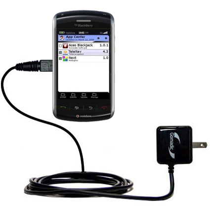 Gomadic Intelligent Compact AC Home Wall Charger suitable for the Blackberry 9570 - High output power with a convenient; foldable plug design - Uses TipExchange Technology