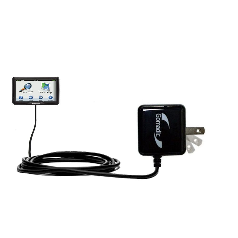 Gomadic Intelligent Compact AC Home Wall Charger suitable for the Garmin dezl 760 LMT - High output power with a convenient; foldable plug design - Uses TipExchange Technology
