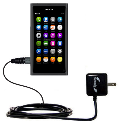 Gomadic Intelligent Compact AC Home Wall Charger suitable for the Nokia N9 - High output power with a convenient; foldable plug design - Uses TipExchange Technology