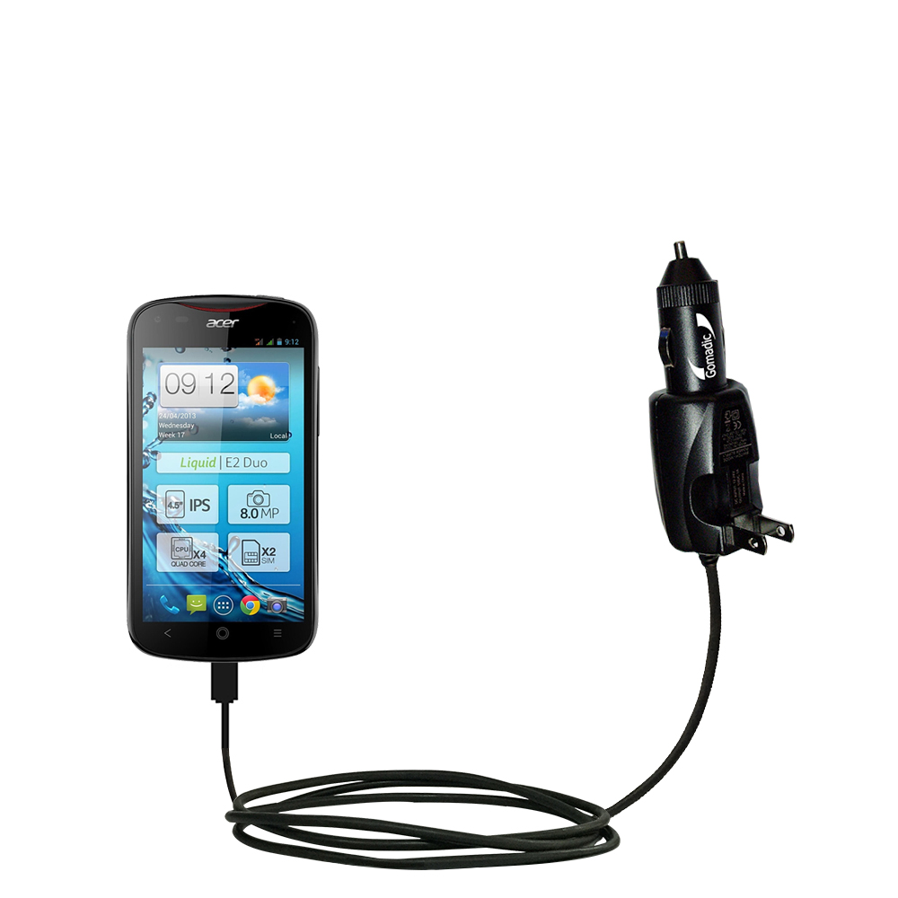 Car & Home 2 in 1 Charger compatible with the Acer Liquid E2
