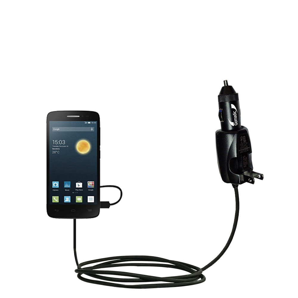 Car & Home 2 in 1 Charger compatible with the Alcatel One Touch Snap