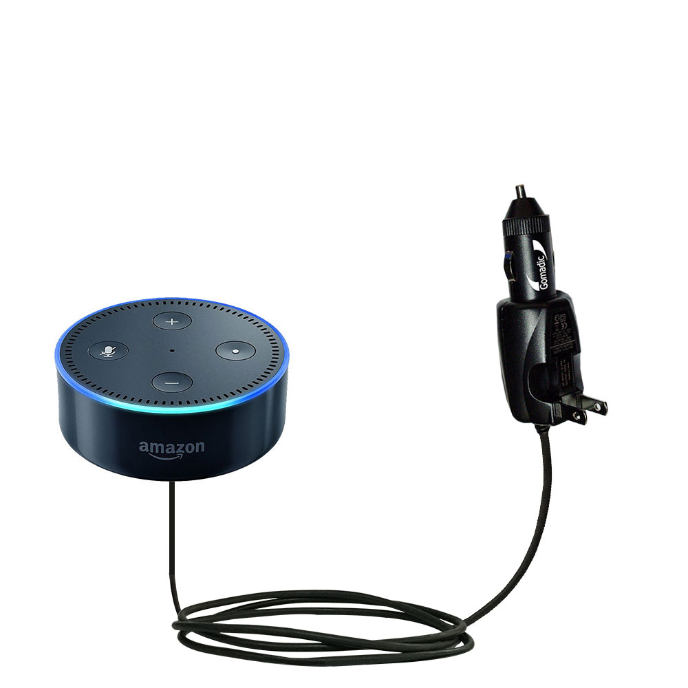 Intelligent Dual Purpose DC Vehicle and AC Home Wall Charger suitable for the Amazon Echo Dot - Two critical functions, one unique charger - Uses Gomadic Brand TipExchange Technology