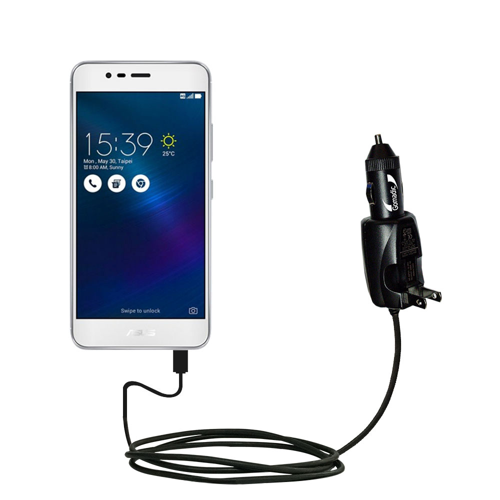Car & Home 2 in 1 Charger compatible with the Asus ZenFone 3 Max
