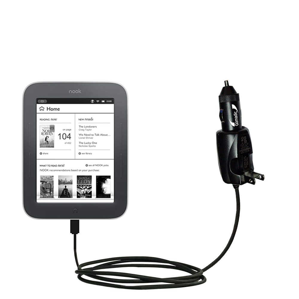 Car & Home 2 in 1 Charger compatible with the Barnes and Noble Nook Simple Touch
