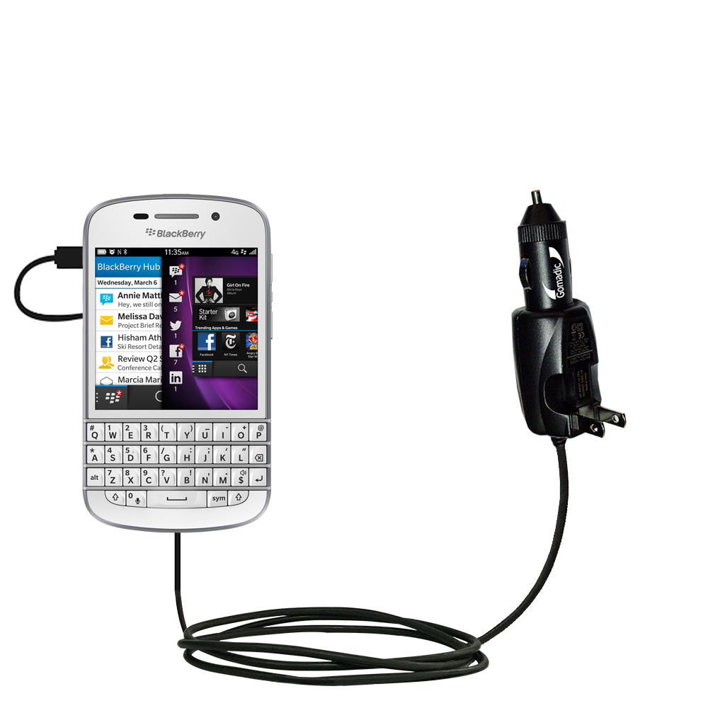 Car & Home 2 in 1 Charger compatible with the Blackberry Q10