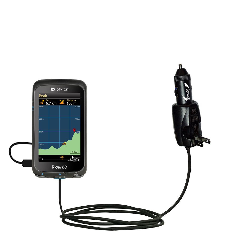 Car & Home 2 in 1 Charger compatible with the Bryton Rider 60