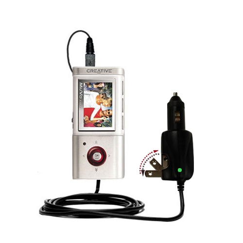 Intelligent Dual Purpose DC Vehicle and AC Home Wall Charger suitable for the Creative MuVo Vidz - Two critical functions; one unique charger - Uses Gomadic Brand TipExchange Technology