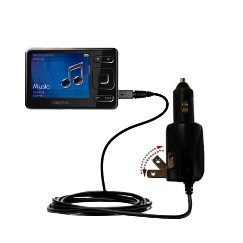 Intelligent Dual Purpose DC Vehicle and AC Home Wall Charger suitable for the Creative Zen MX - Two critical functions; one unique charger - Uses Gomadic Brand TipExchange Technology