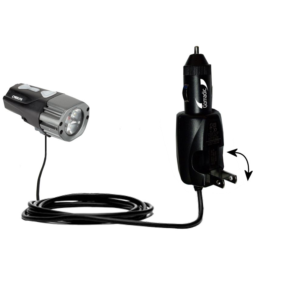 Intelligent Dual Purpose DC Vehicle and AC Home Wall Charger suitable for the Cygolite Pace - Two critical functions; one unique charger - Uses Gomadic Brand TipExchange Technology