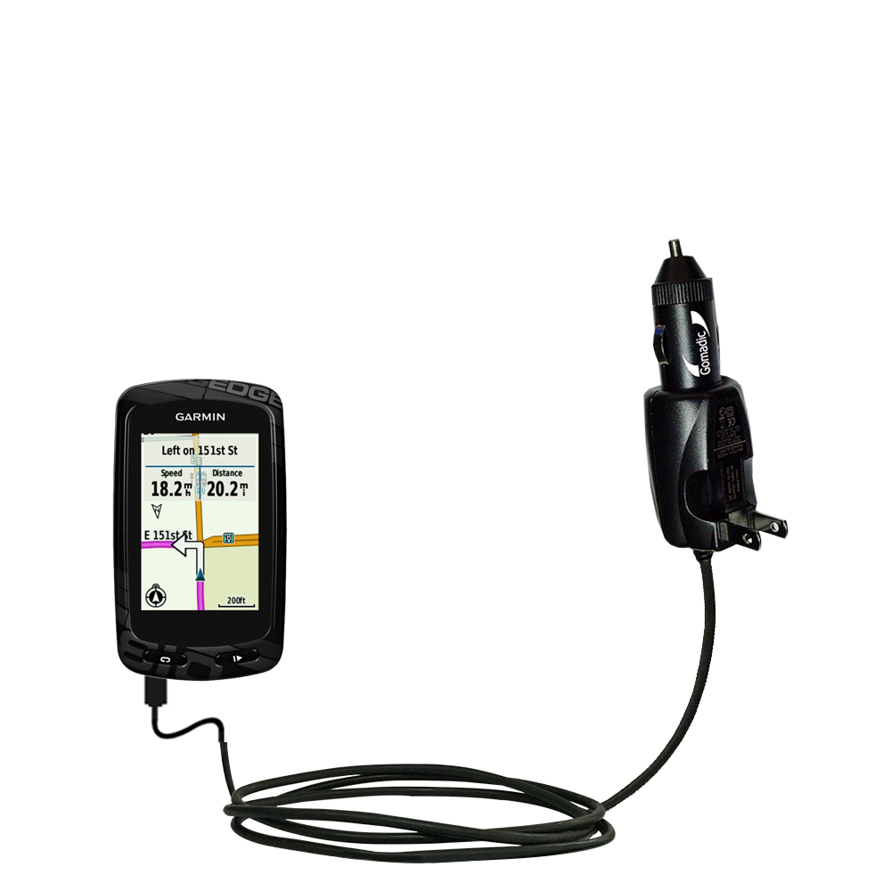 Intelligent Dual Purpose DC Vehicle and AC Home Wall Charger suitable for the Garmin EDGE 810 - Two critical functions; one unique charger - Uses Gomadic Brand TipExchange Technology