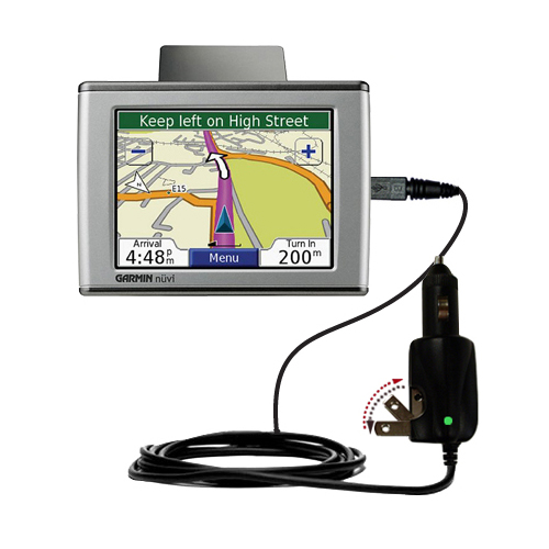 Intelligent Dual Purpose DC Vehicle and AC Home Wall Charger suitable for the Garmin Nuvi 350 - Two critical functions; one unique charger - Uses Gomadic Brand TipExchange Technology