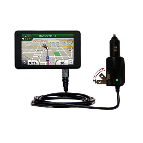 Intelligent Dual Purpose DC Vehicle and AC Home Wall Charger suitable for the Garmin Nuvi 3750 - Two critical functions; one unique charger - Uses Gomadic Brand TipExchange Technology