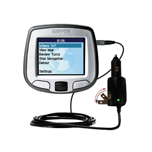 Intelligent Dual Purpose DC Vehicle and AC Home Wall Charger suitable for the Garmin StreetPilot i5 - Two critical functions; one unique charger - Uses Gomadic Brand TipExchange Technology