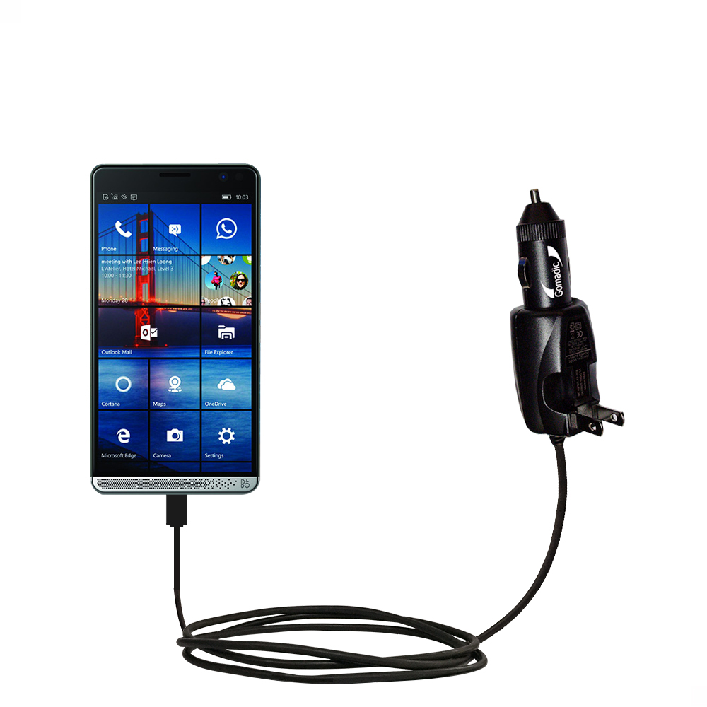 Intelligent Dual Purpose DC Vehicle and AC Home Wall Charger suitable for the HP Elite X3 - Two critical functions, one unique charger - Uses Gomadic Brand TipExchange Technology