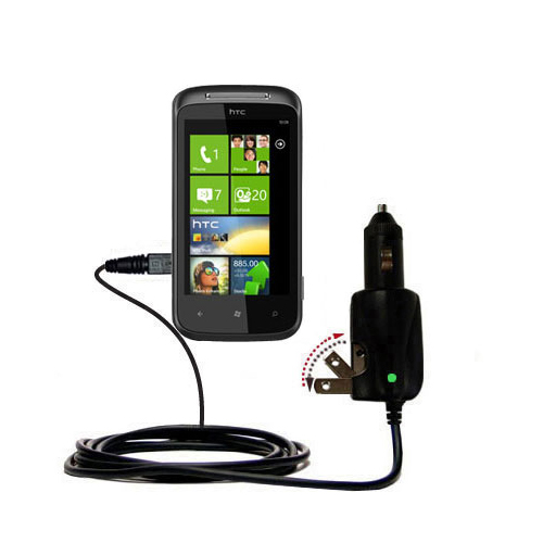 Car & Home 2 in 1 Charger compatible with the HTC 7 Trophy